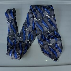 (J28) Murano Blue and Gray Patterned Tie